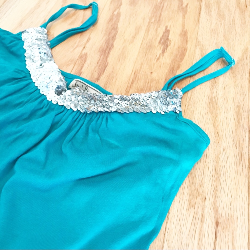 Teal & Silver Sequin Adjustable Tank / Camisole